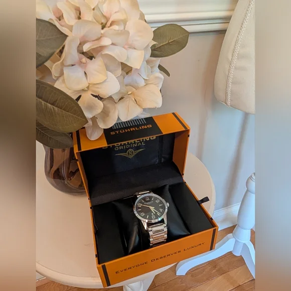 Stührling Silver Watch with Blue Dial - Picture 3 of 3